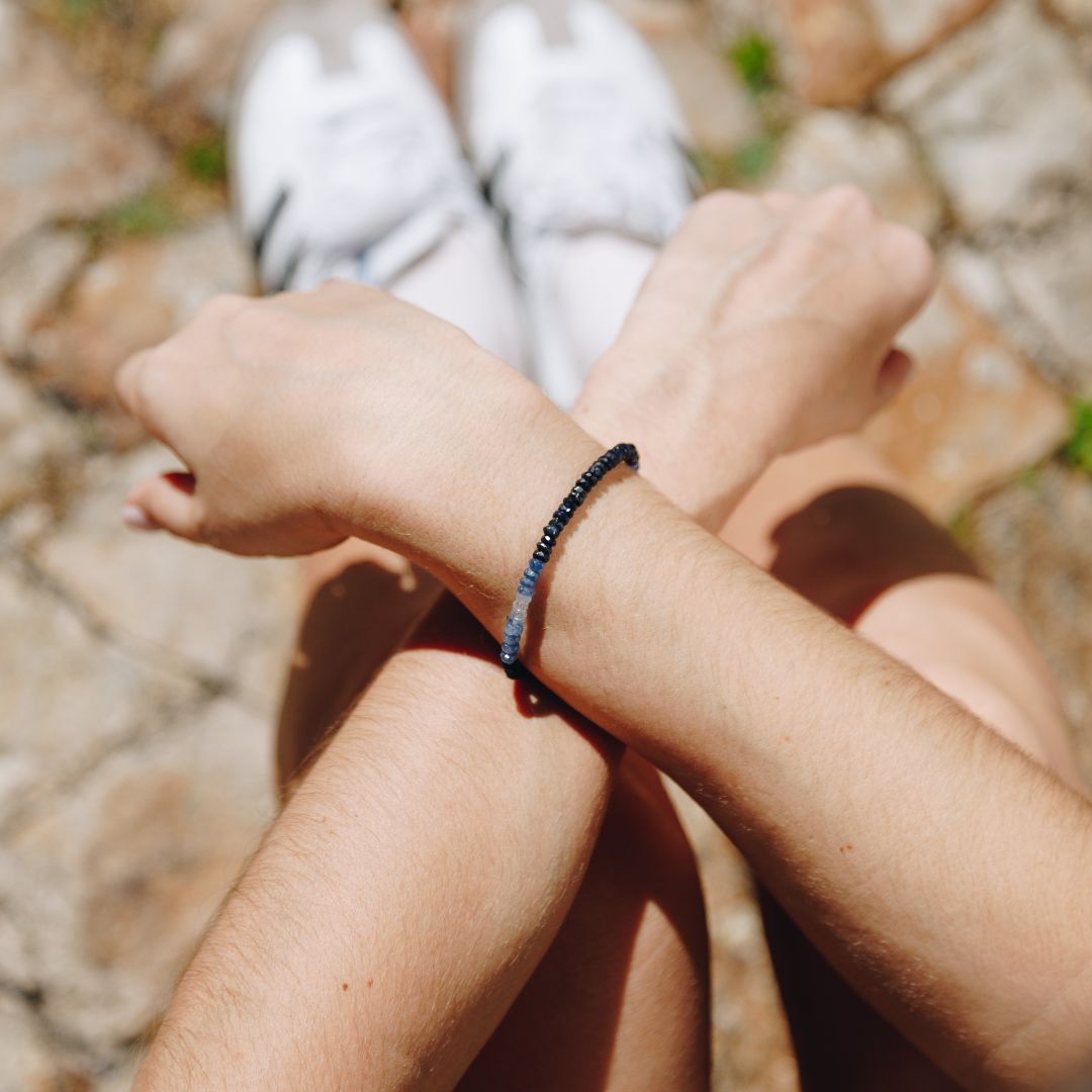 Sapphire Ombre button Stone Bracelet