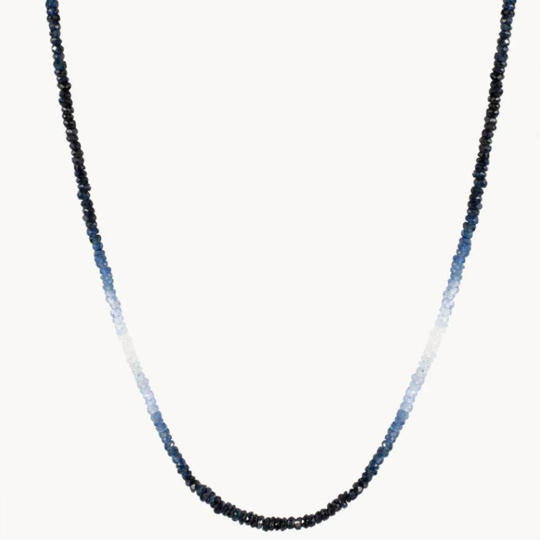 Sapphire Ombre button Stone Necklace