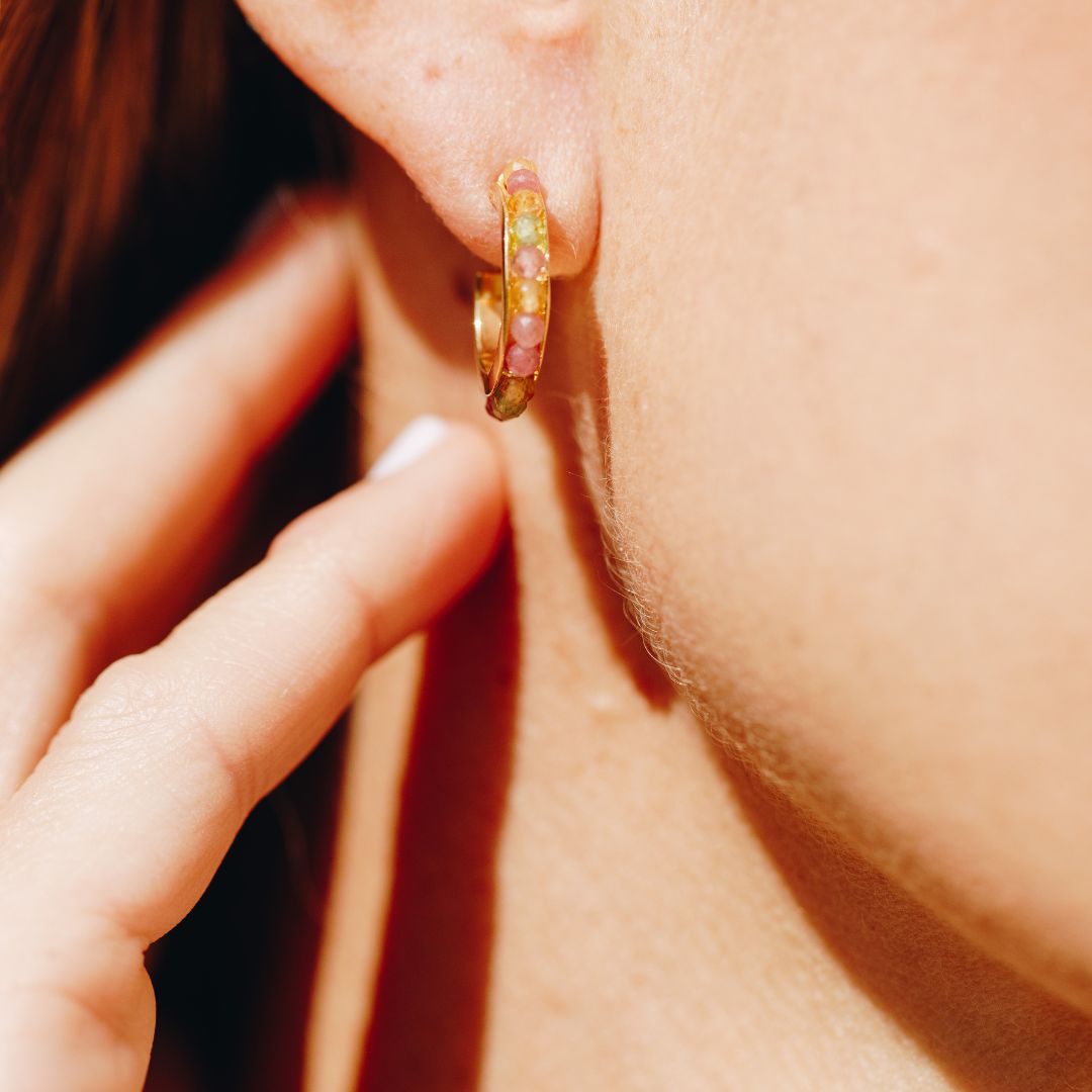 Tourmaline Delicate Stone Hoops