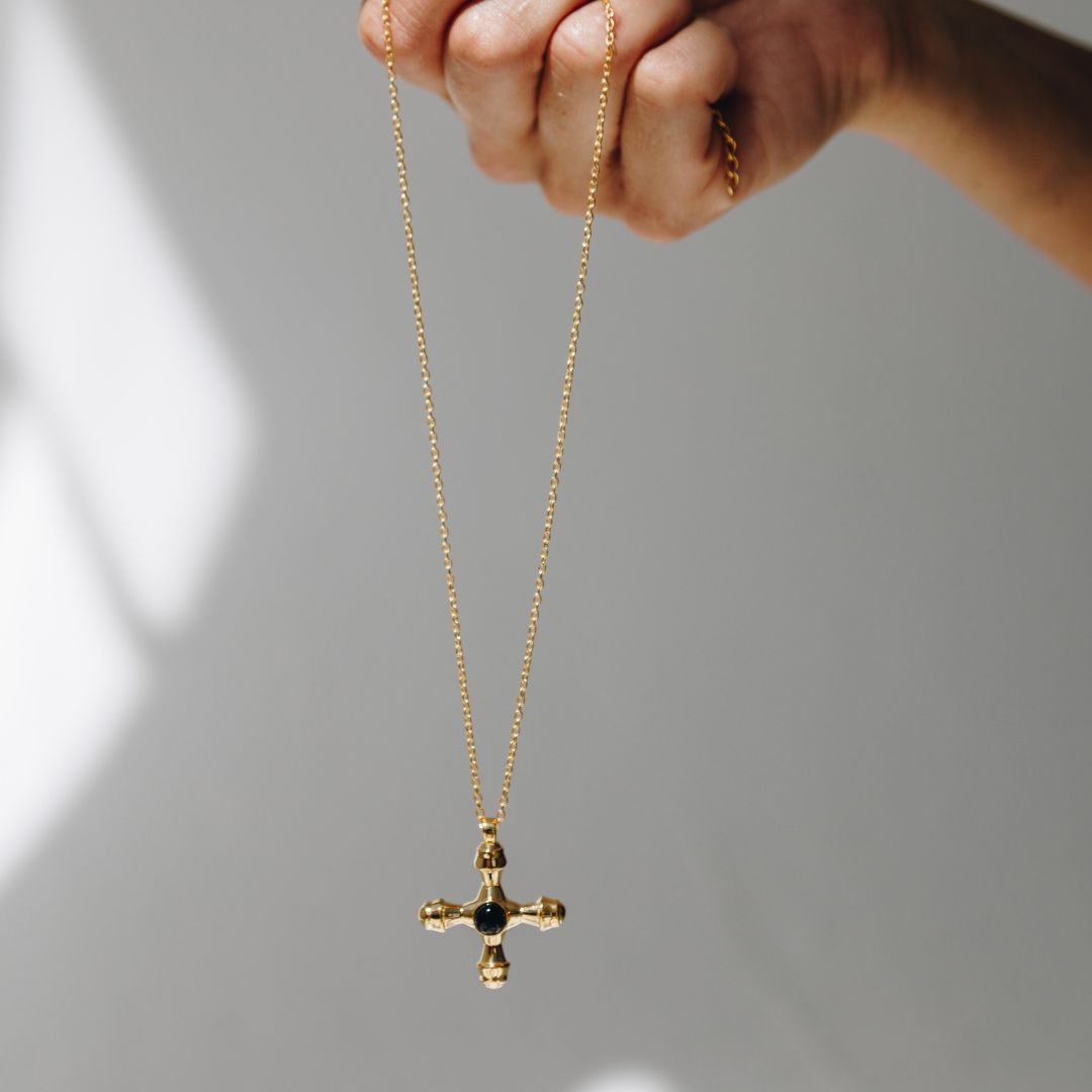 Bold Cross Black Onyx Necklace