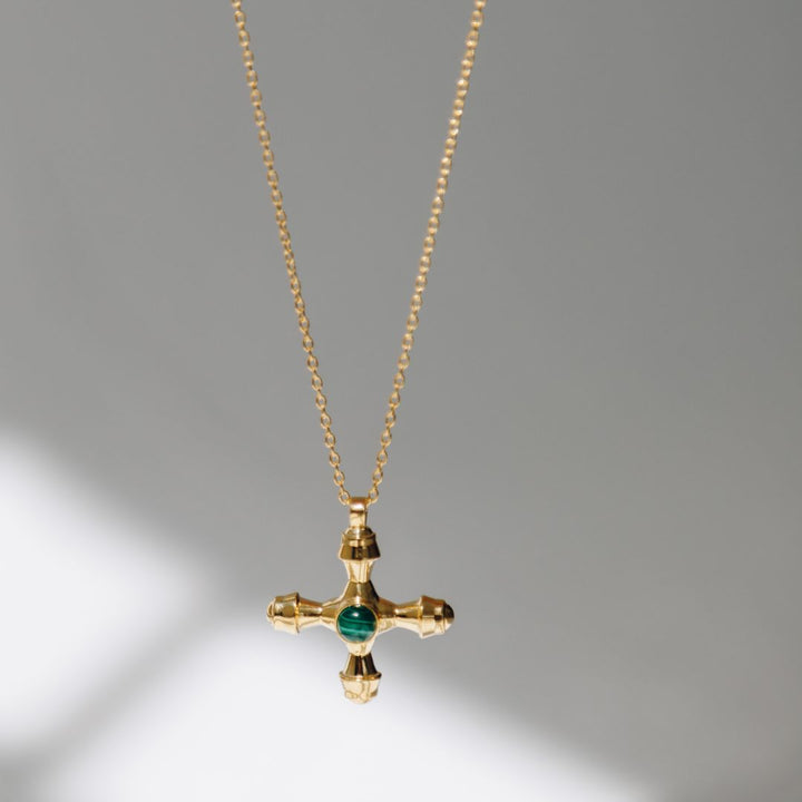 Bold Cross Malachite Necklace
