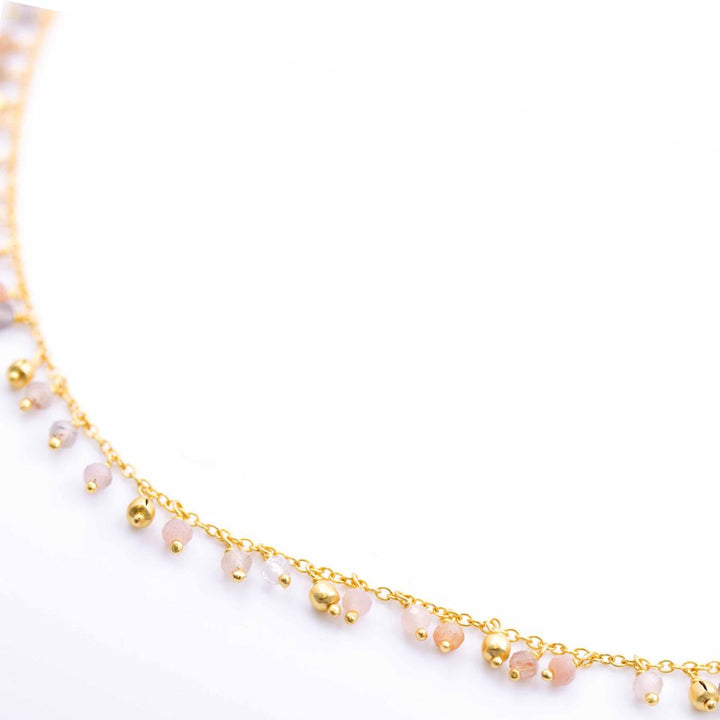Moonstone Charm Necklace, Gold