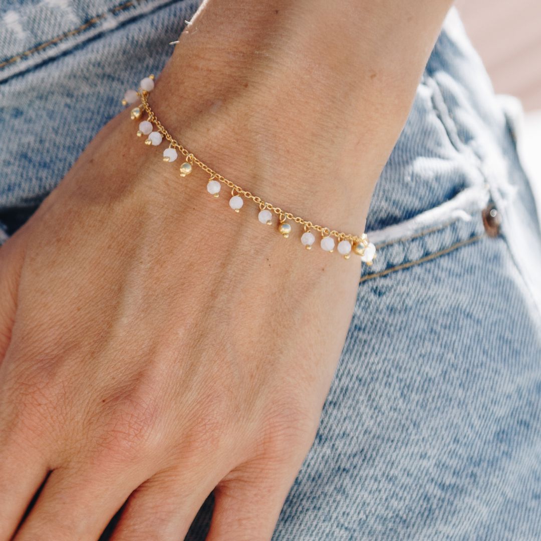 White Moonstone Charm Bracelet