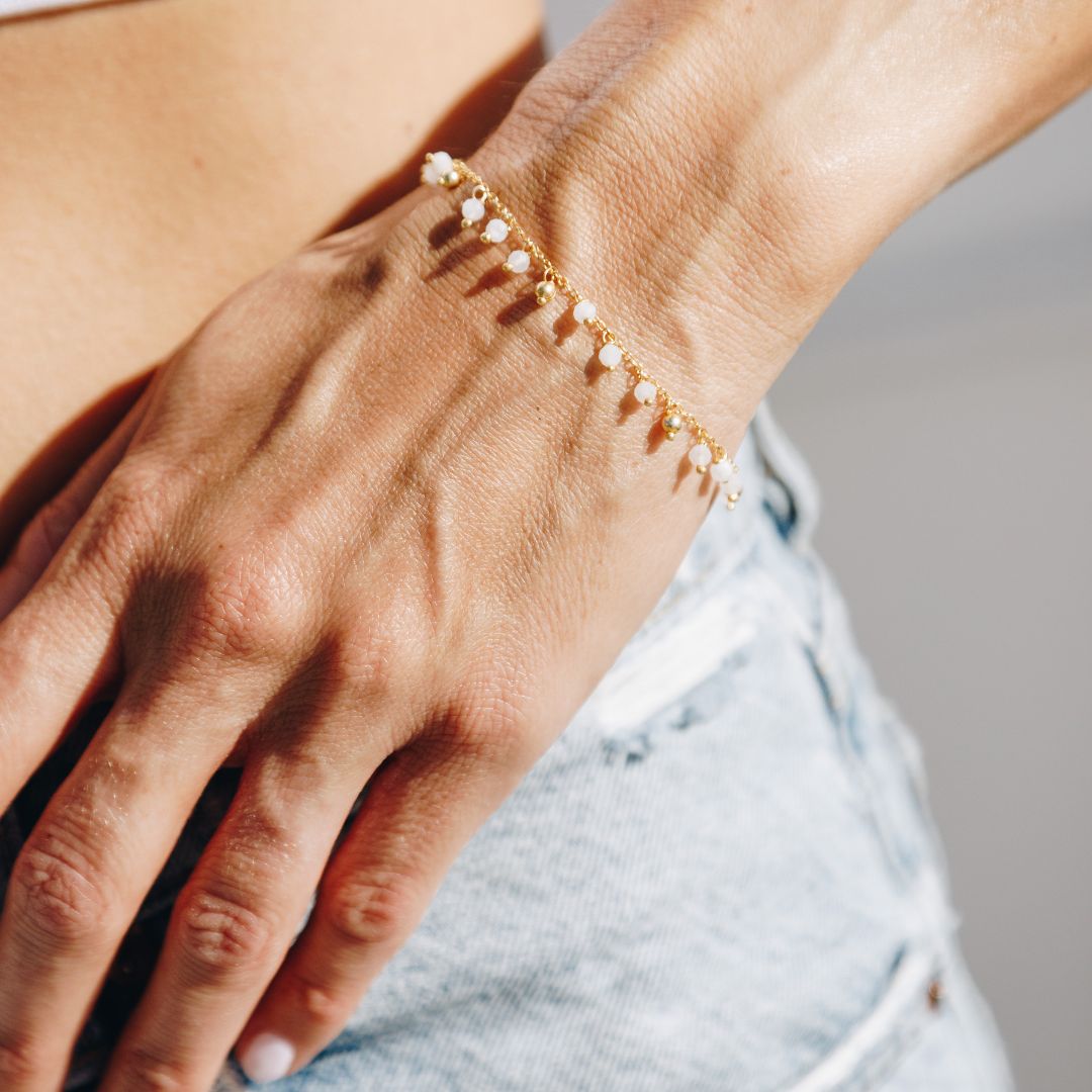 White Moonstone Charm Bracelet