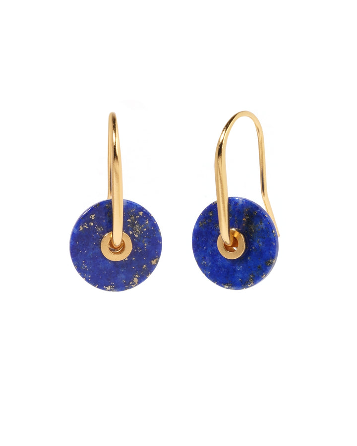 Lapis Lazuli Stone Disc of life Earring