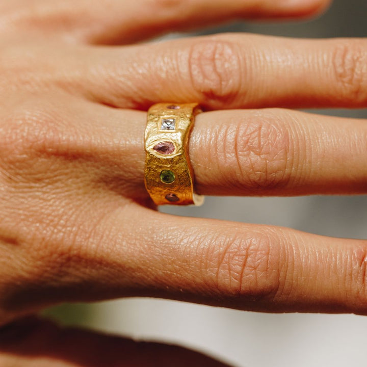 Multi Chunky Gemstone Waterproof Ring