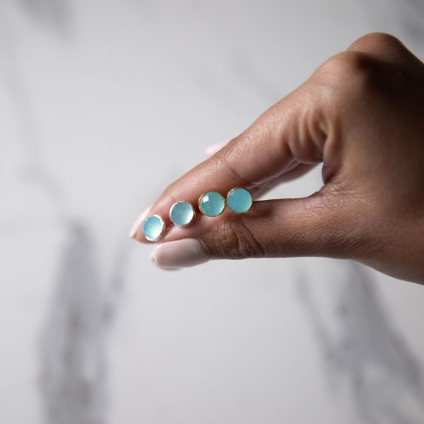 Aqua Chalcedony Studs - Robyn Real Jewels