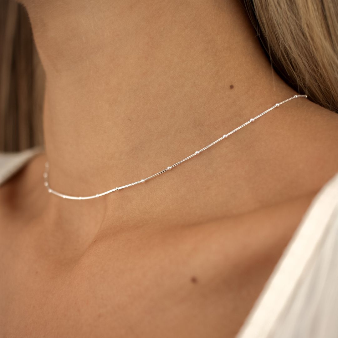 Silver Waterproof Modern Dotted Necklace