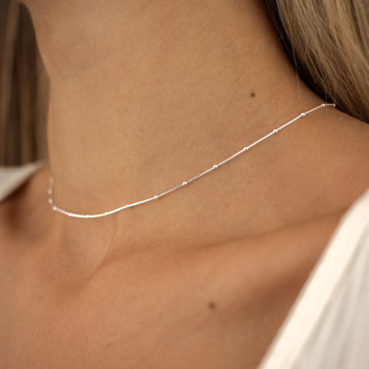 Silver Italian Waterproof Modern Dotted Necklace