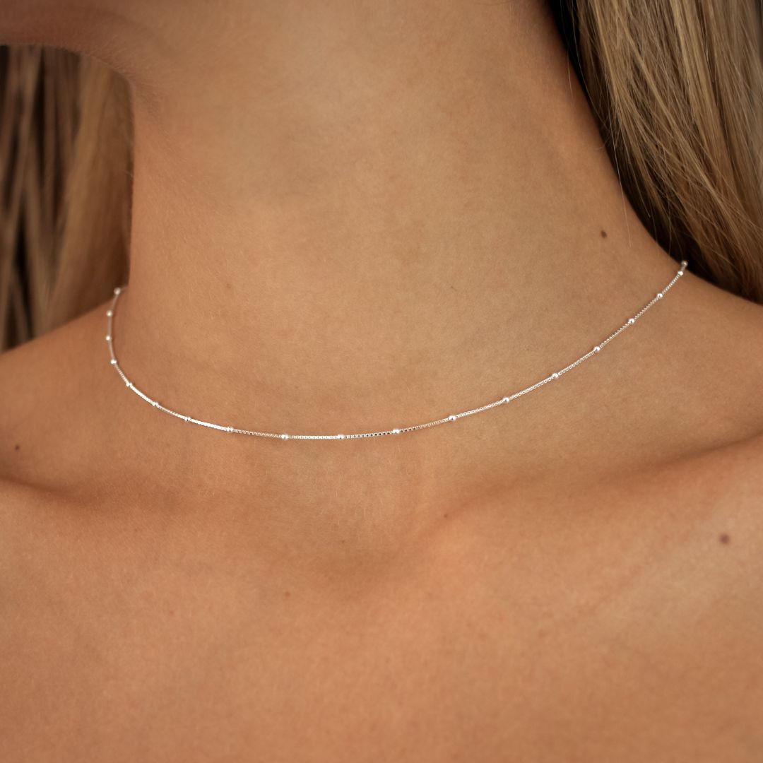 Silver Italian Waterproof Modern Dotted Necklace