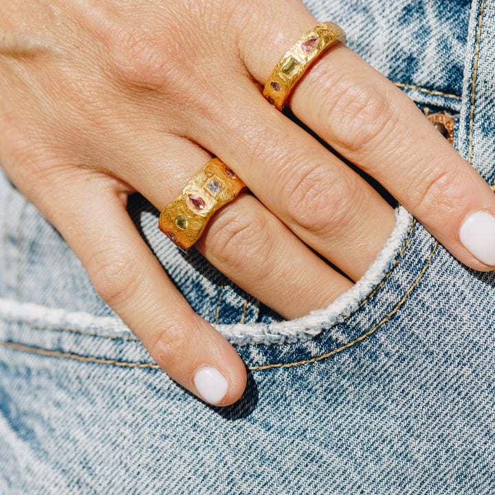 Multi Chunky Gemstone Waterproof Ring