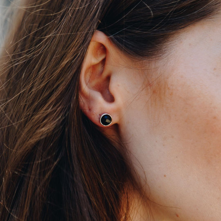 Black Onyx Studs in Gold Plated