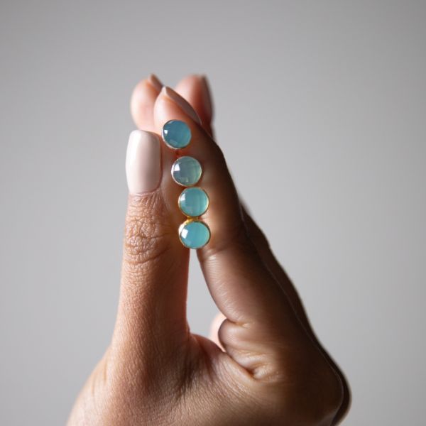 Aqua Chalcedony Studs - Robyn Real Jewels