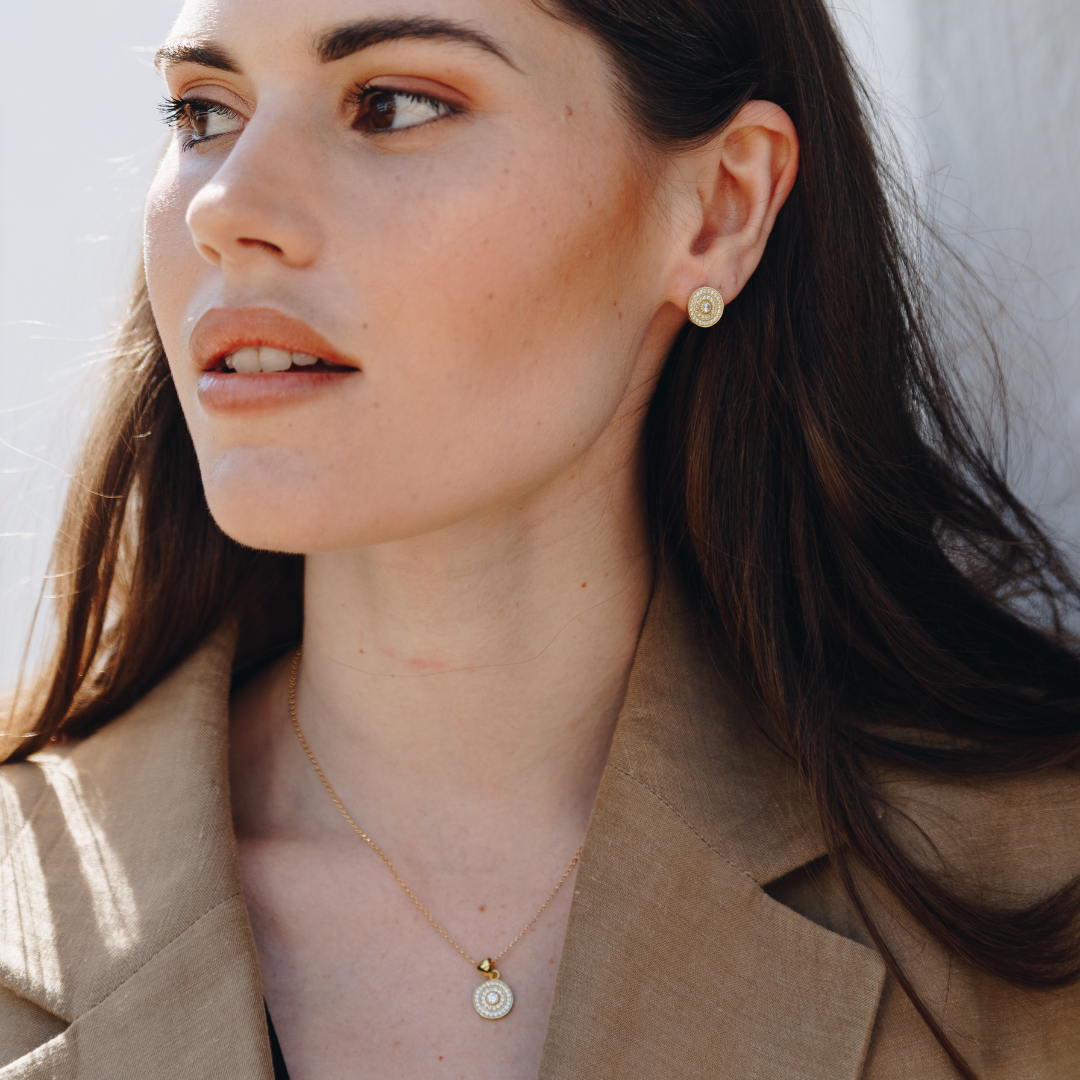 Egyptian Shield Pendant Stud Earrings