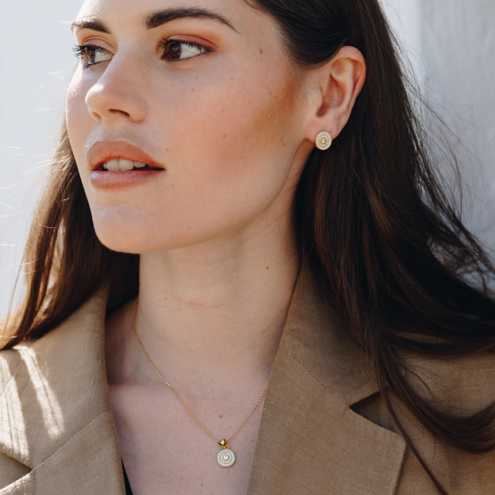 Egyptian Shield Pendant Stud Earrings