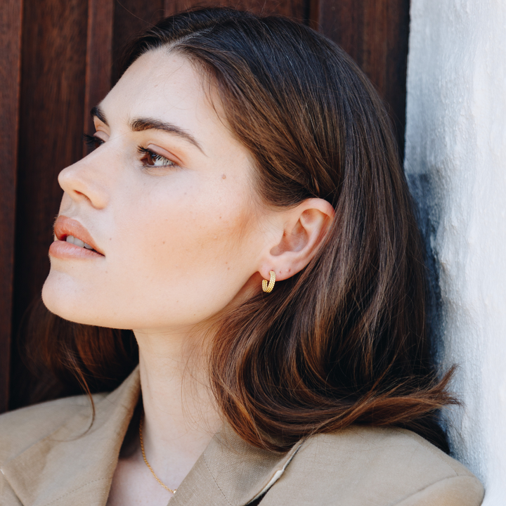 Thick Beaded Hoop Earrings