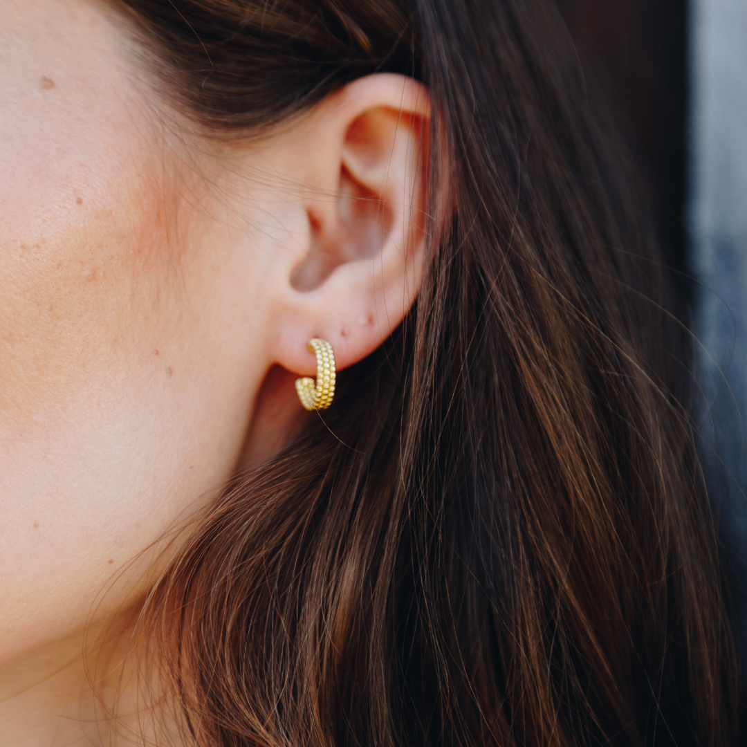 Thick Beaded Hoop Earrings