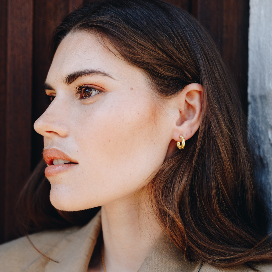 Thick Beaded Hoop Earrings