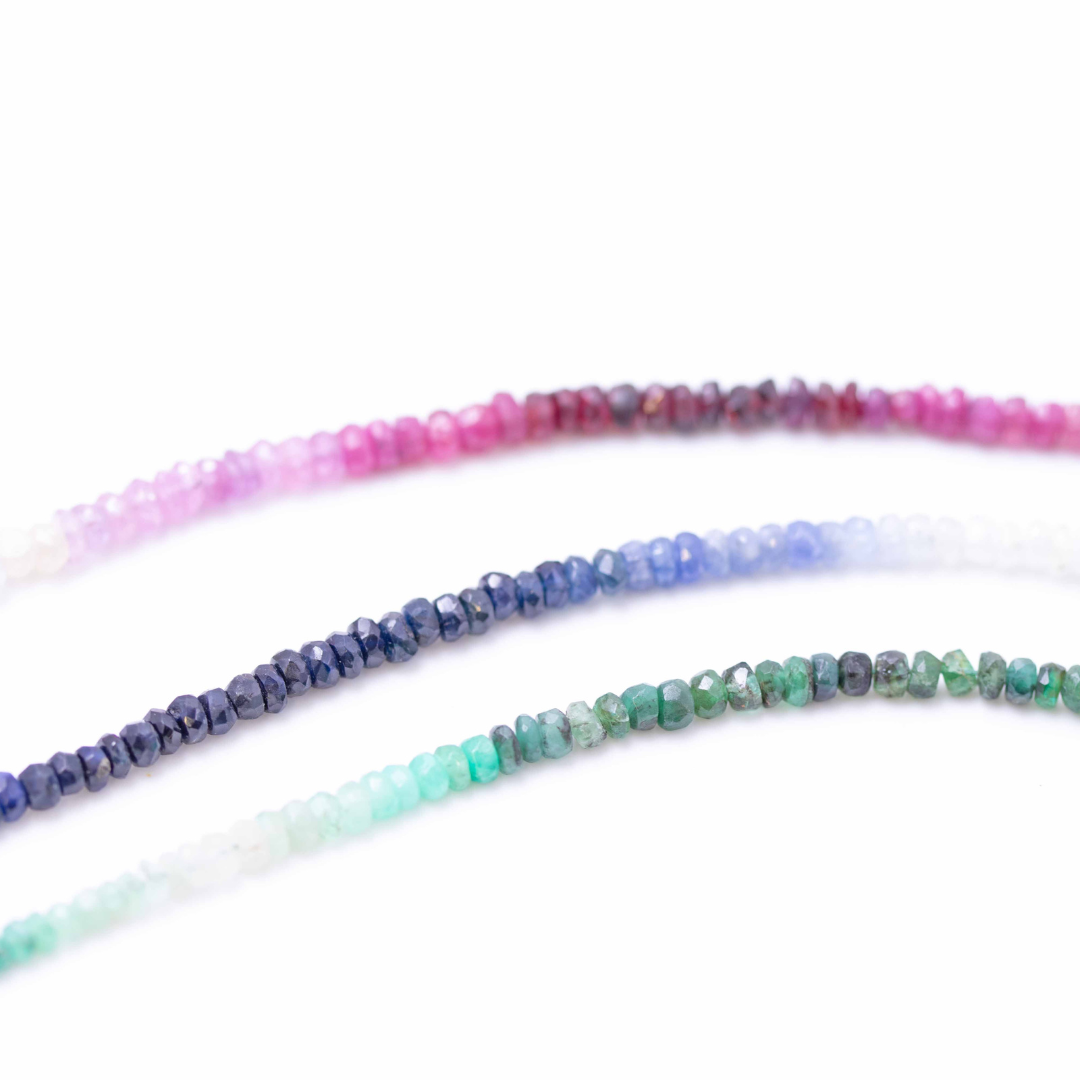 Natural Ruby Ombre Button Stone Bracelet