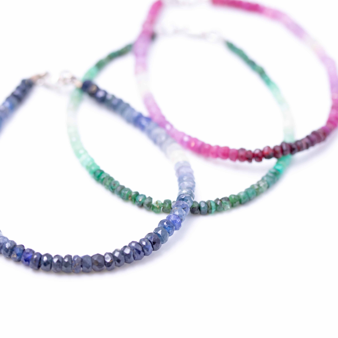 Natural Ruby Ombre Button Stone Bracelet