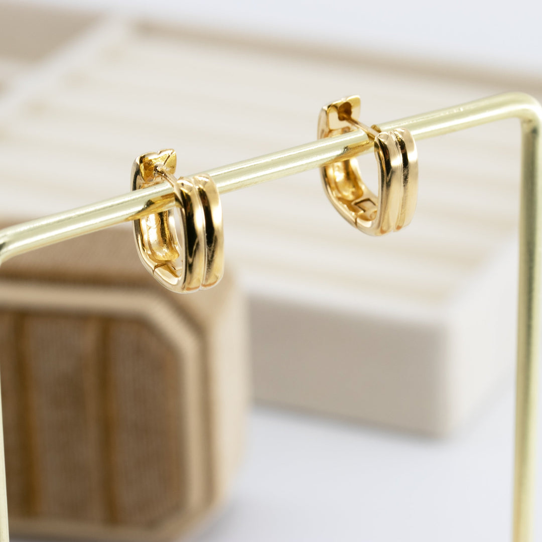Double Stacked Statement Gold Huggie Earring