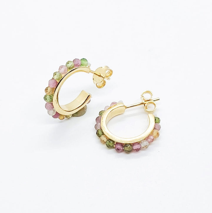 Tourmaline Delicate Stone Hoops