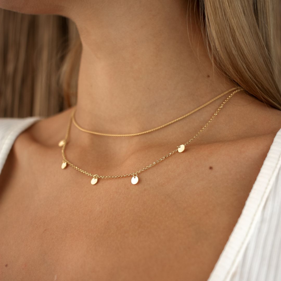 Gold Waterproof Multi Disc Necklace