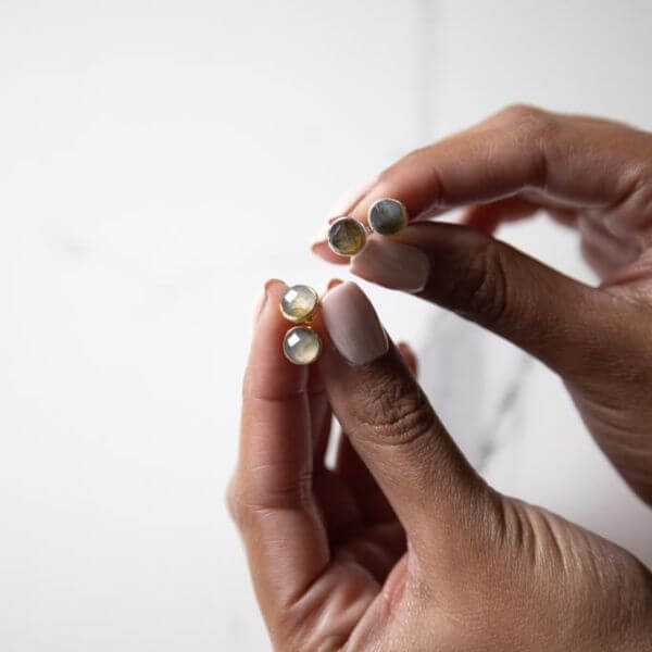 labradorite studs - robyn real jewels