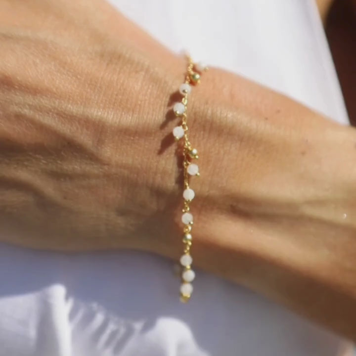 White Moonstone Charm Bracelet