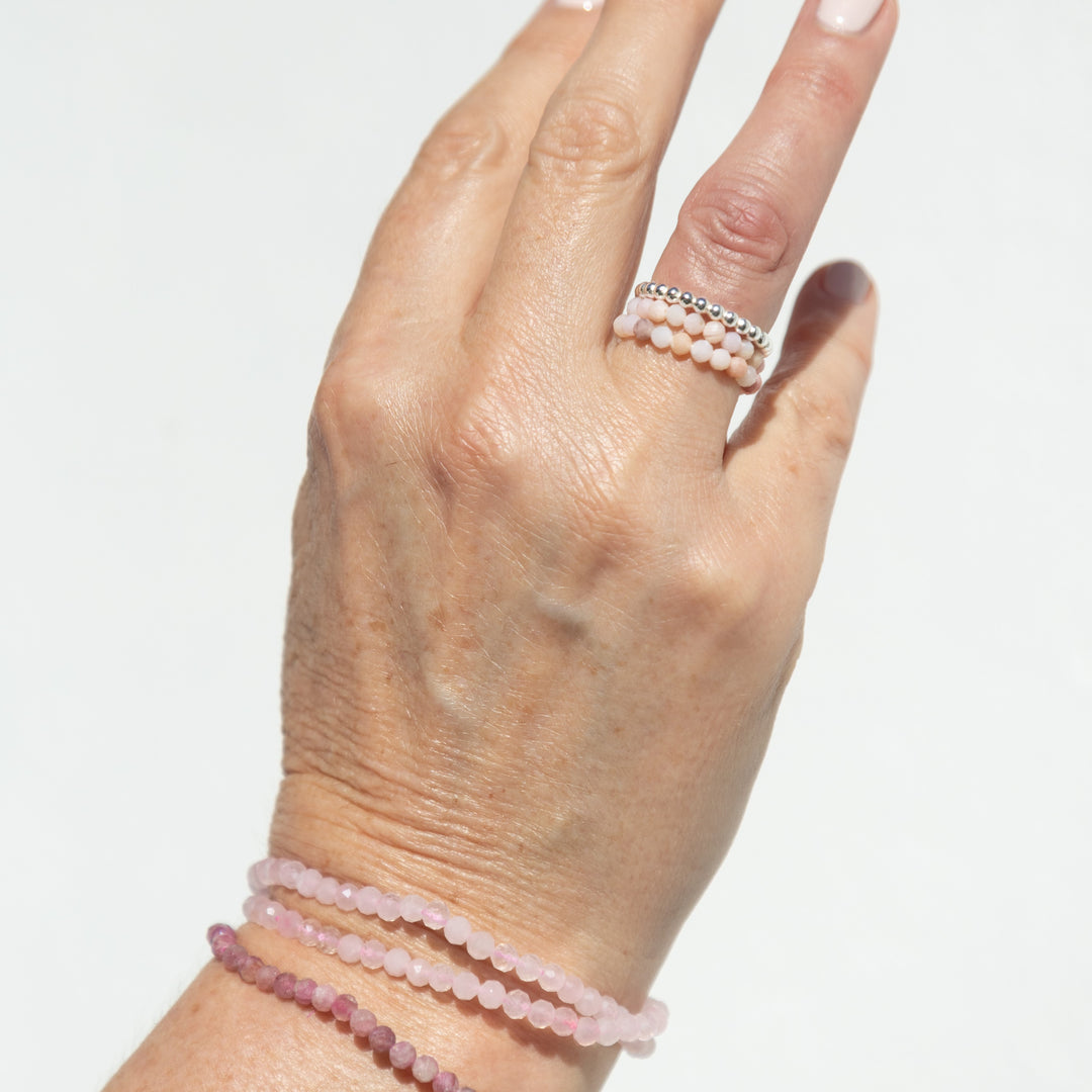 Pink Opal Beaded Stone Ring