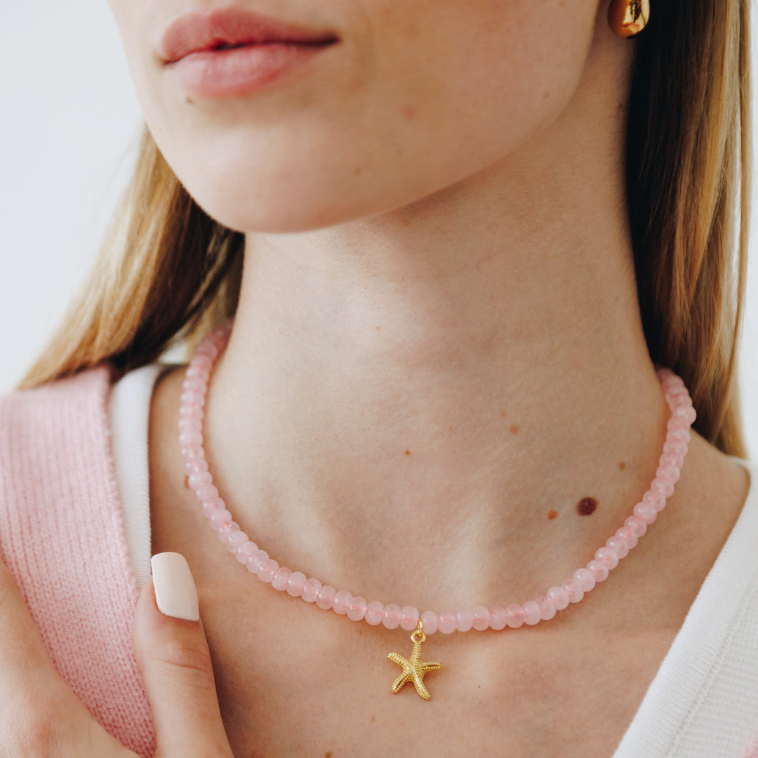 Candy Rose Quartz Stone Necklace
