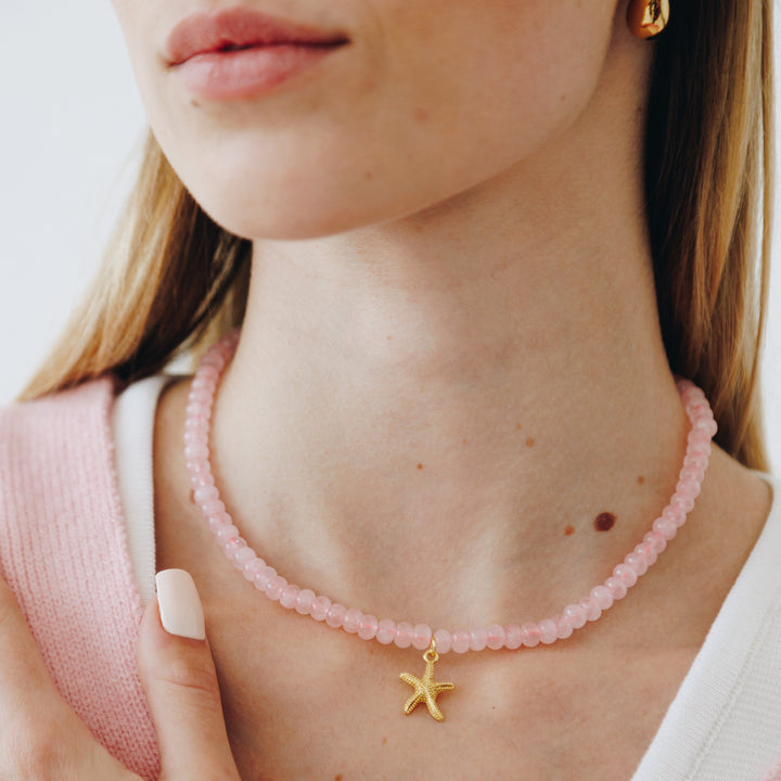 Candy Rose Quartz Stone Necklace