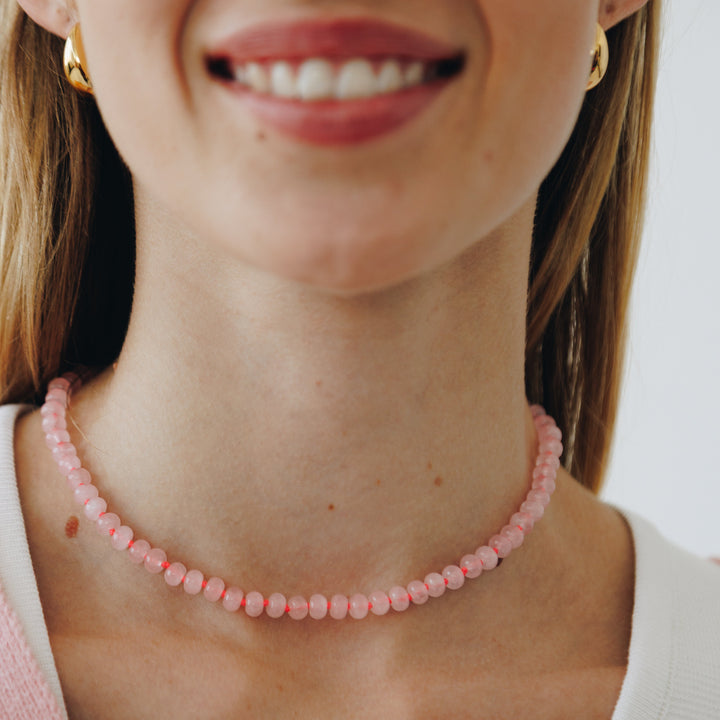 Candy Rose Quartz Stone Necklace