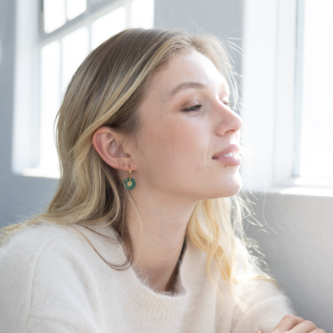 Lapis Lazuli Stone Disc of life Earring