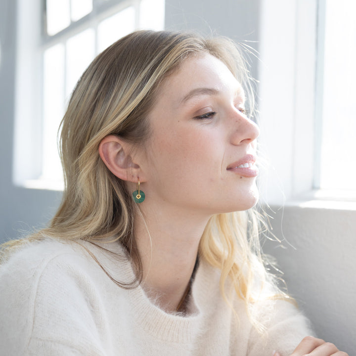 Lapis Lazuli Stone Disc of life Earring