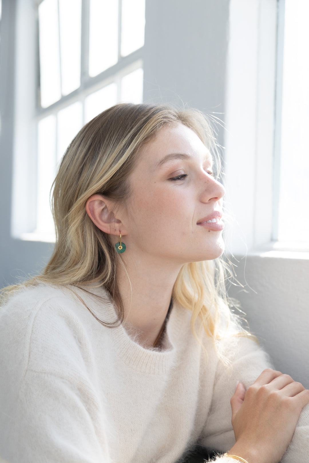 Pink Opal Stone Disc of life Earring