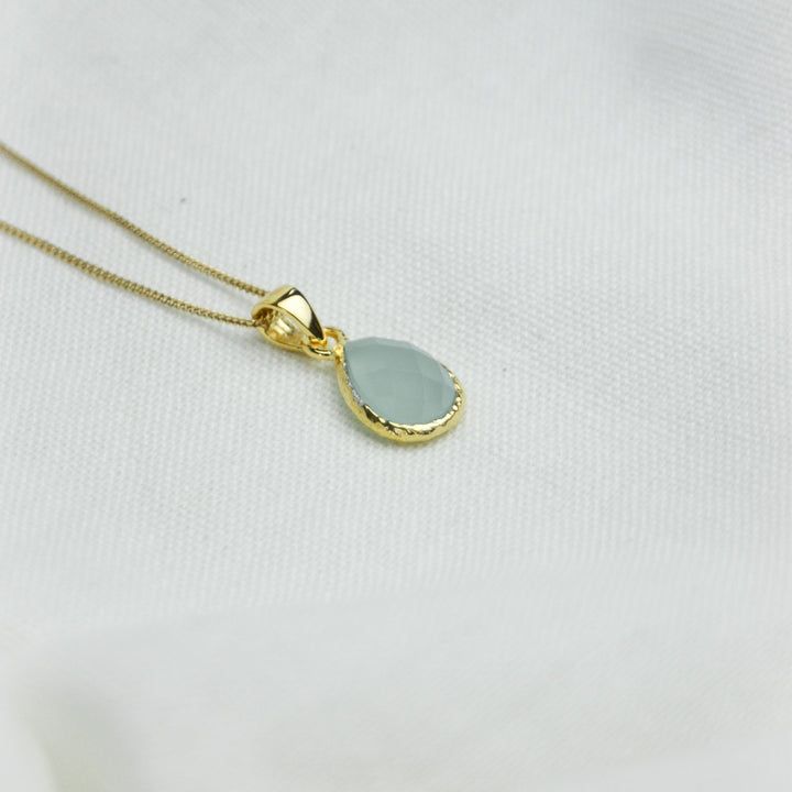 Aqua Chalcedony Stone Pendant Necklace - Robyn Real Jewels