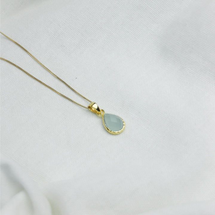 Aqua Chalcedony Stone Pendant Necklace - Robyn Real Jewels