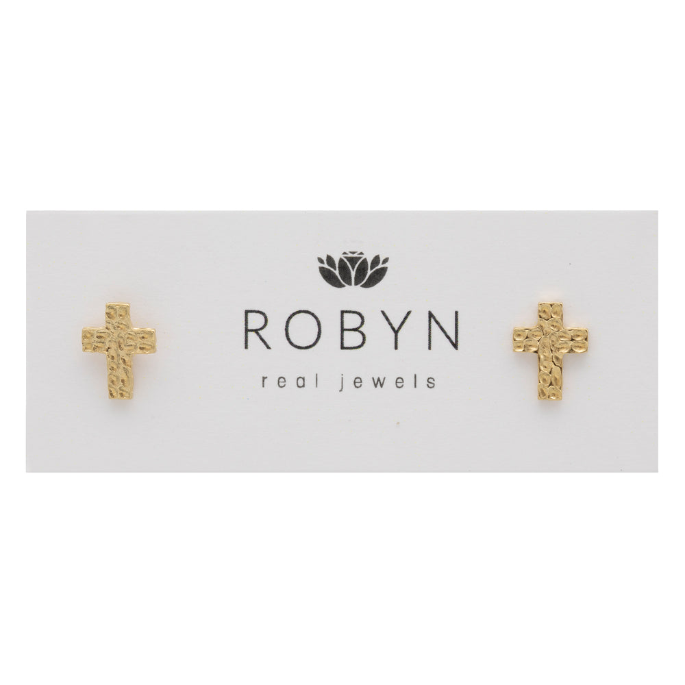 large cross stud earrings card