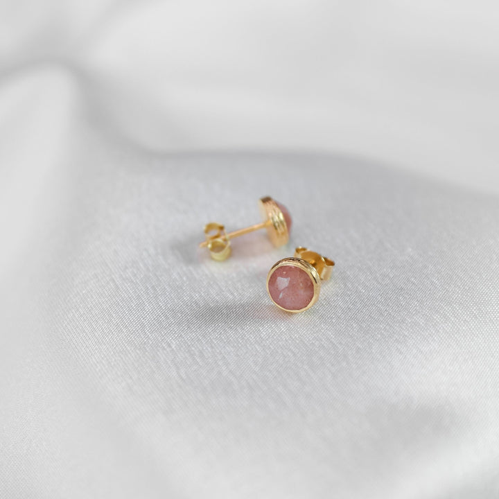 Peach Moonstone Stud Earrings - Robyn Real Jewels