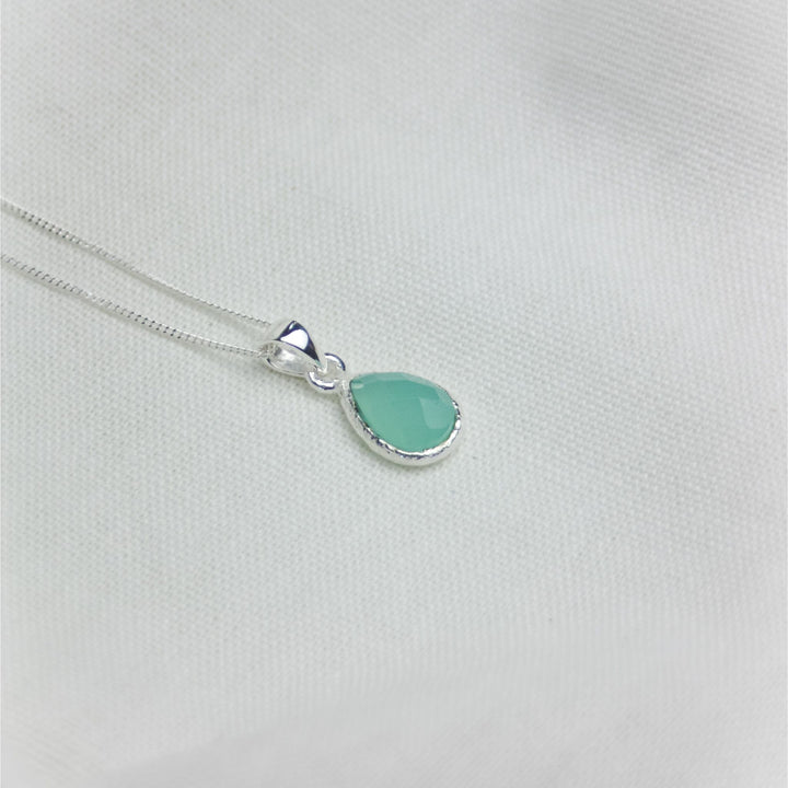 Aqua Chalcedony Stone Pendant Necklace - Robyn Real Jewels