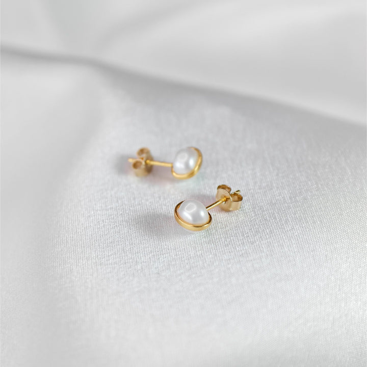 Pearl Bar Gold Plated Earrings - Robyn Real Jewels