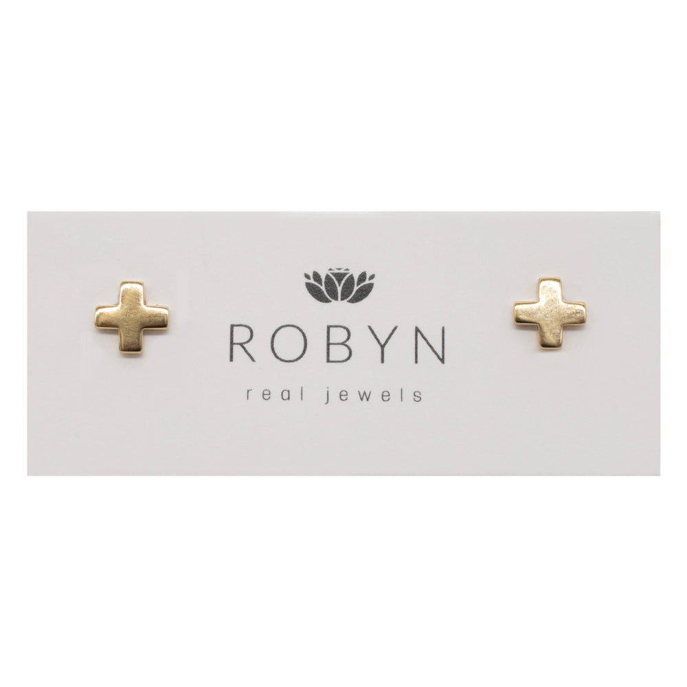 Small cross stud earrings card