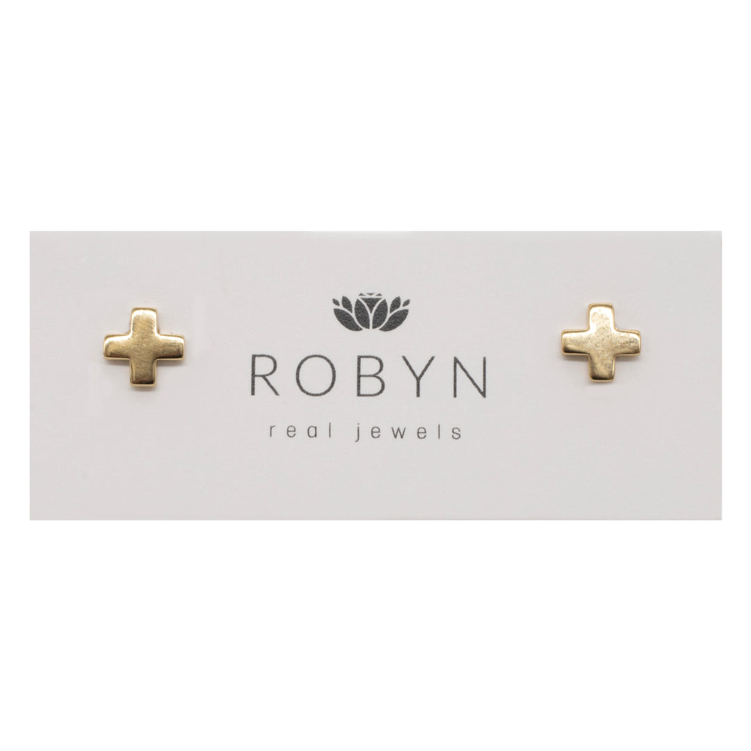 Small cross stud earrings card