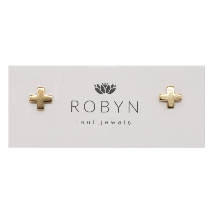 Small cross stud earrings card