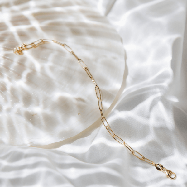 Waterproof Paperclip “Paris” Bracelet on white shell