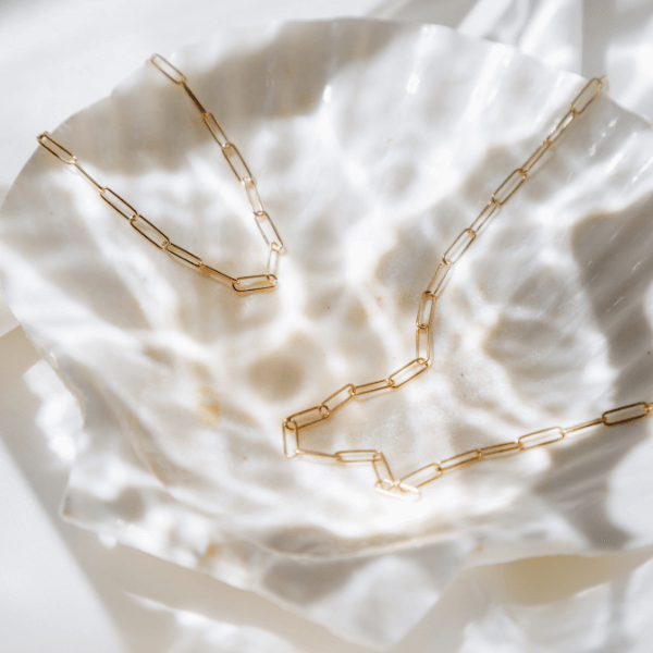 Waterproof Paperclip “Paris” Bracelet and necklace on white shell