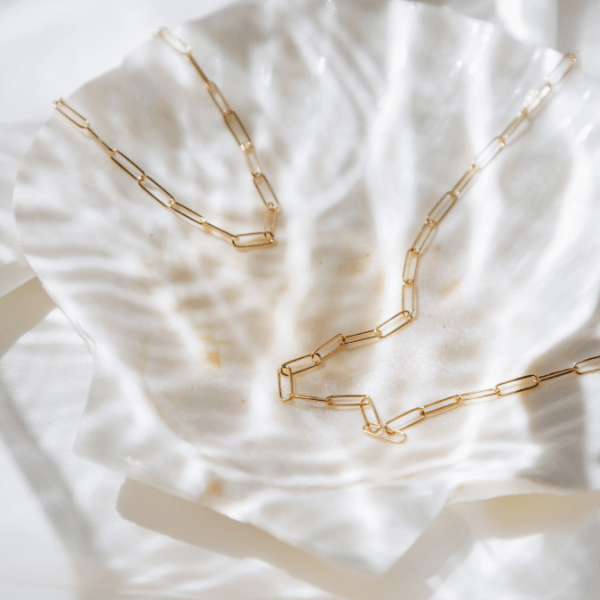 Waterproof Paperclip “Paris” Bracelet on white shell