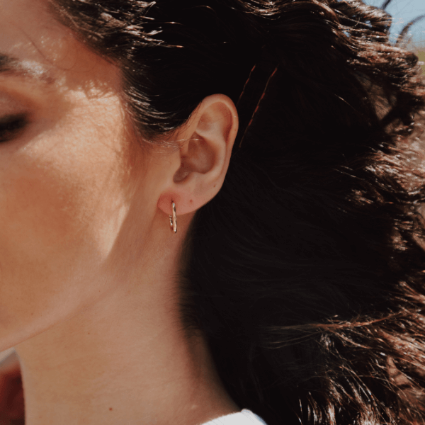 rectangle hoops on models ear