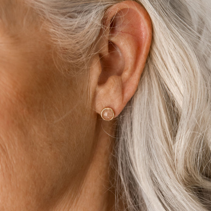 Peach Moonstone Stud Earrings - Robyn Real Jewels